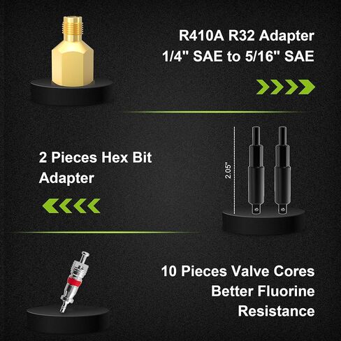 أداة إزالة قلب الصمام مع مجموعة مفاتيح خدمة التدفئة والتهوية وتكييف الهواء، محول لقم سداسي، 3/16 بوصة، 1/4 بوصة، 5/16 بوصة، 3/8 بوصة مفتاح تبريد لمعدات تبريد تكييف الهواء in Kuwait