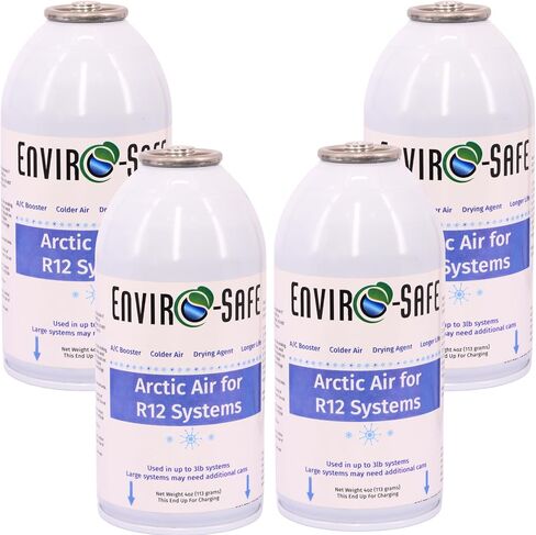 ENVIRO-SAFE Arctic Air لأنظمة R12، الجزء العلوي من نمط الثقب، دعم مكيف الهواء + مزيل الرطوبة، 4 علب (العلب فقط) in Kuwait