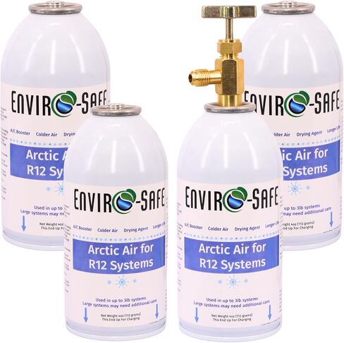ENVIRO-SAFE Arctic Air لأنظمة R12، الجزء العلوي من نمط الثقب، دعم مكيف الهواء + مزيل الرطوبة، 4 علب (العلب فقط) in Kuwait