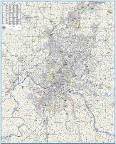 Topographics Greater Cincinnati Metro Area Wall Map, 42 x 52 Inches, Laminated, Full Color, Street Map in Saudi Arabia