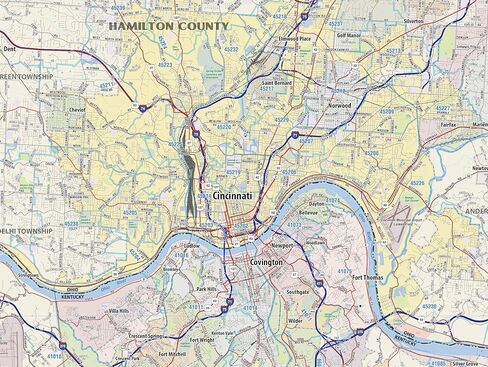 Topographics Greater Cincinnati Metro Area Wall Map, 42 x 52 Inches, Laminated, Full Color, Street Map in Saudi Arabia