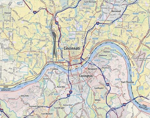 Topographics Greater Cincinnati Metro Area Wall Map, 42 x 52 Inches, Laminated, Full Color, Street Map in Saudi Arabia