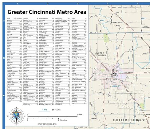 Topographics Greater Cincinnati Metro Area Wall Map, 42 x 52 Inches, Laminated, Full Color, Street Map in Saudi Arabia