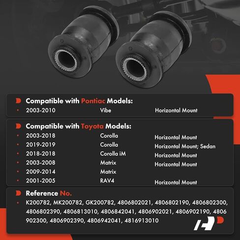A-Premium 2 × مجموعة جلبة ذراع التحكم السفلية الأمامية للأمام، متوافقة مع Toyota RAV4 2001-2005، Corolla 2003-2019، Matrix 2003-2014، Corolla iM 2018 & Pontiac Vibe 2003-2010 in Kuwait