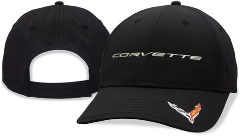C8 Corvette Metallic Script Hat w/Crossed Flags Logo - Officially Licensed Adjustable Chevrolet Cap in Saudi Arabia