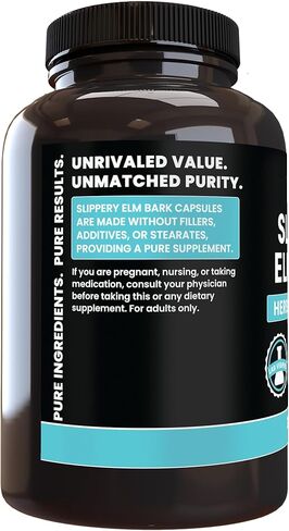 Pure Original Ingredients Slippery Elm Bark (365 Capsules) No Magnesium Or Rice Fillers, Always Pure, Lab Verified in Saudi Arabia