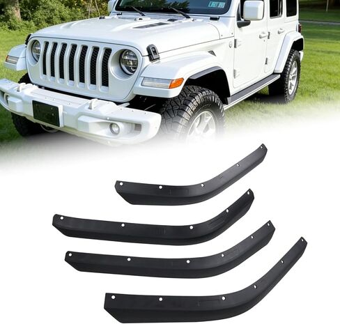 مجموعة ملحقات مشاعل الحاجز الأمامي والخلفي مناسبة لـ 2018-2024 Jeep Wrangler JLU JL Sahara منخفضة التخليص المصدات مشاعل عجلة الحاجز بطانة - ليست لمشاعل الحاجز عالية التخليص و 4XE in Kuwait