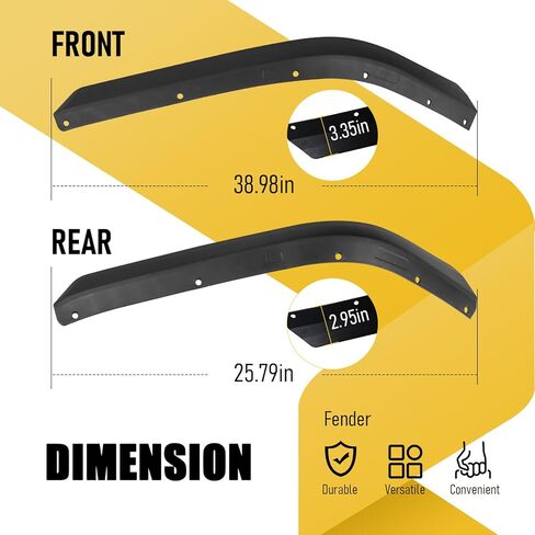 مجموعة ملحقات مشاعل الحاجز الأمامي والخلفي مناسبة لـ 2018-2024 Jeep Wrangler JLU JL Sahara منخفضة التخليص المصدات مشاعل عجلة الحاجز بطانة - ليست لمشاعل الحاجز عالية التخليص و 4XE in Kuwait