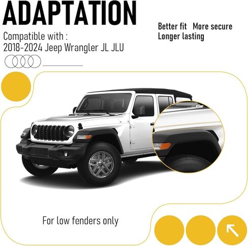 مجموعة ملحقات مشاعل الحاجز الأمامي والخلفي مناسبة لـ 2018-2024 Jeep Wrangler JLU JL Sahara منخفضة التخليص المصدات مشاعل عجلة الحاجز بطانة - ليست لمشاعل الحاجز عالية التخليص و 4XE in Kuwait