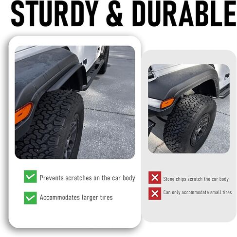 مجموعة ملحقات مشاعل الحاجز الأمامي والخلفي مناسبة لـ 2018-2024 Jeep Wrangler JLU JL Sahara منخفضة التخليص المصدات مشاعل عجلة الحاجز بطانة - ليست لمشاعل الحاجز عالية التخليص و 4XE in Kuwait