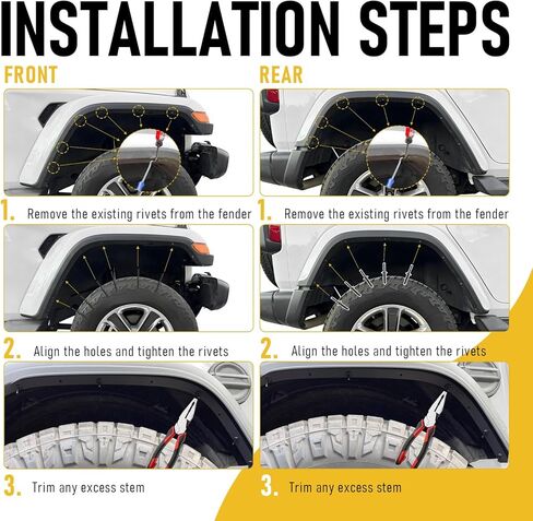 مجموعة ملحقات مشاعل الحاجز الأمامي والخلفي مناسبة لـ 2018-2024 Jeep Wrangler JLU JL Sahara منخفضة التخليص المصدات مشاعل عجلة الحاجز بطانة - ليست لمشاعل الحاجز عالية التخليص و 4XE in Kuwait