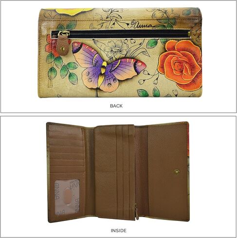 Anna by Anuschka womens Leather 1860 Wallet, trifold, Floral Paradise Tan, 4 x 7.5 US in Kuwait