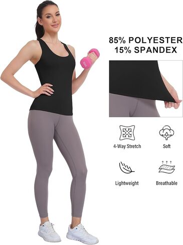 HOPLYNN 1/4 Pack Women's Racerback Workout Tank Top Crop Athletic Running Gym Yoga Active Sports Tops Shirts for Women in Saudi Arabia