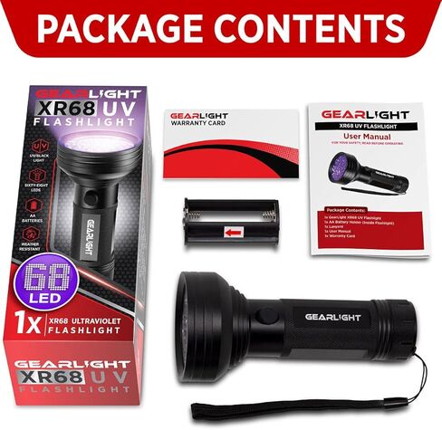 جيرلايت مصباح يدوي بالاشعة فوق البنفسجية S50 من بلاك لايت [عبوتان] - مصباح يدوي صغير 365 نانومتر لفحص الهوية وكشف تسرب التيار المتردد ومعالجة الراتنج - بول الحيوانات الاليفة والعقرب والكشف عن البقع in Kuwait