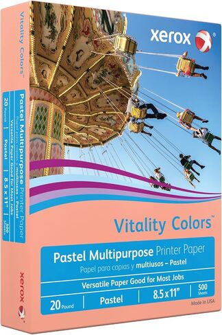 Xerox® Vitality Colors™‎ طابعة وورق متعدد الاستخدام، 1 رزمة، سالمون، ليتر (8.5 × 11 بوصة)، 500 ورقة في كل رزمة، 20 رطل، in Kuwait