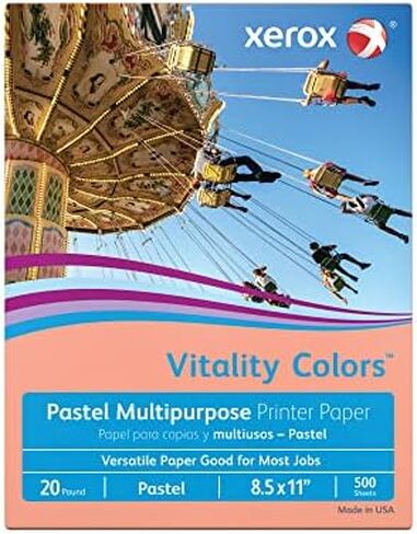 Xerox® Vitality Colors™‎ طابعة وورق متعدد الاستخدام، 1 رزمة، سالمون، ليتر (8.5 × 11 بوصة)، 500 ورقة في كل رزمة، 20 رطل، in Kuwait