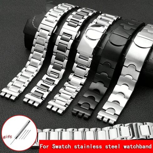 لساعة Swatch سوار معدني صلب مقعر محدب سلسلة ساعة YCS Yas YGS حديد للرجال والنساء سوار ساعة فولاذي حزام سيراميك (اللون: G20 أسود، الحجم: 17 مم) in Kuwait