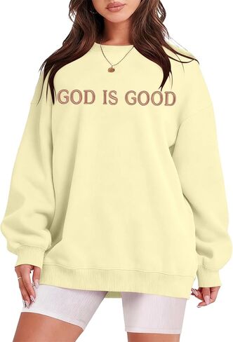 FASHGL God is Good Sweatshirt Women Christian Oversized Sweatshirts Faith Pullover Lightweight Embroidered Long Sleeve Top in Saudi Arabia