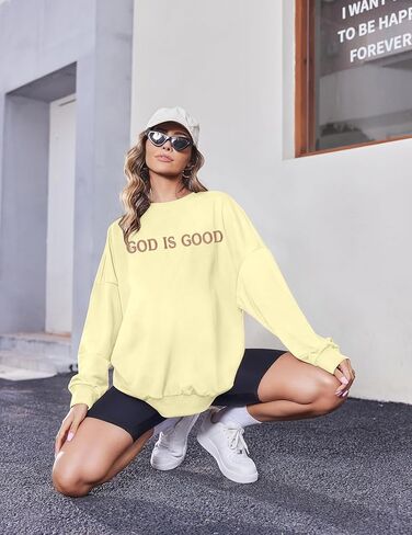 FASHGL God is Good Sweatshirt Women Christian Oversized Sweatshirts Faith Pullover Lightweight Embroidered Long Sleeve Top in Saudi Arabia