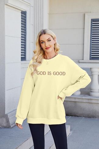 FASHGL God is Good Sweatshirt Women Christian Oversized Sweatshirts Faith Pullover Lightweight Embroidered Long Sleeve Top in Saudi Arabia