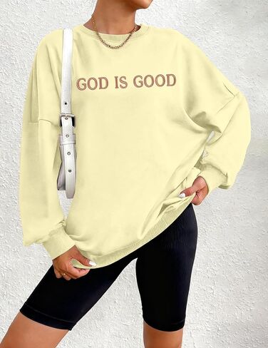 FASHGL God is Good Sweatshirt Women Christian Oversized Sweatshirts Faith Pullover Lightweight Embroidered Long Sleeve Top in Saudi Arabia