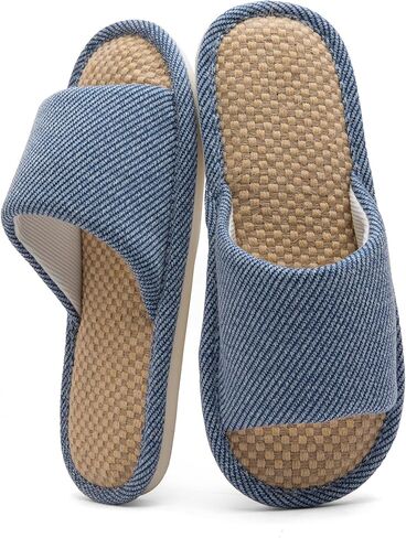 Linen House Slippers Cloth Indoor Outdoor Bedroom Shoes Non Slip Slippers Open Toe Lightweight Women and Men Comfort Slides in Saudi Arabia