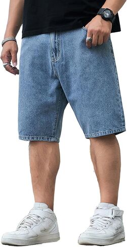 HBER Mens Plus Size Denim Shorts Casual Wide Leg Jorts Baggy Jean Shorts with Pockets Big and Tall in Saudi Arabia