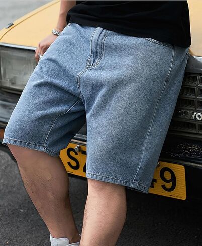 HBER Mens Plus Size Denim Shorts Casual Wide Leg Jorts Baggy Jean Shorts with Pockets Big and Tall in Saudi Arabia