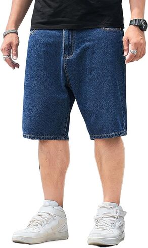 HBER Mens Plus Size Denim Shorts Casual Wide Leg Jorts Baggy Jean Shorts with Pockets Big and Tall in Saudi Arabia
