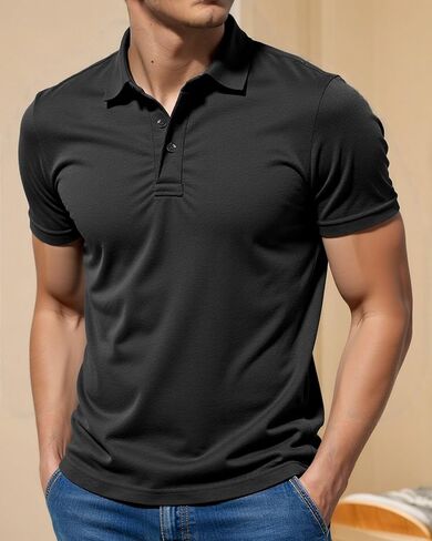 Men Polo Shirts Casual Fit Short Sleeve Polo Shirts in Saudi Arabia