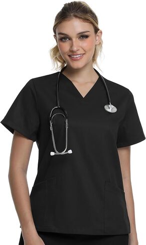Scrubs for Women, Soft V-Neck Scrub Tops, Stretch and Wrinkle-Free Fabric with 2 Pockets, Breathable & Easy Care in Saudi Arabia