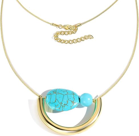 HETICA Turquoise Necklace Suitable for Women Bohemian Gold Adjustable Necklace Fashion Unique Style Jewelry in Saudi Arabia