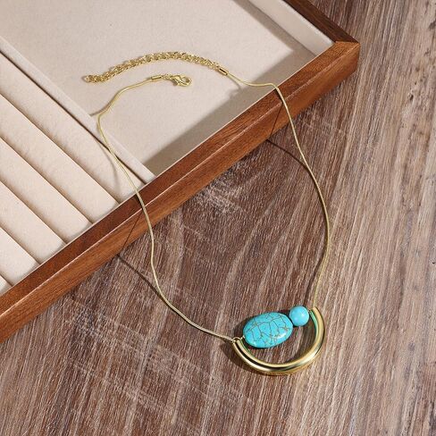 HETICA Turquoise Necklace Suitable for Women Bohemian Gold Adjustable Necklace Fashion Unique Style Jewelry in Saudi Arabia