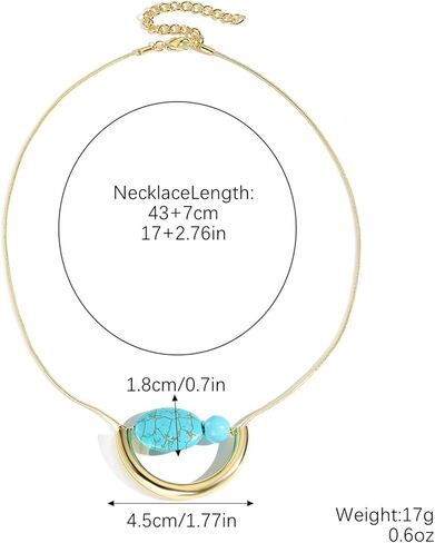HETICA Turquoise Necklace Suitable for Women Bohemian Gold Adjustable Necklace Fashion Unique Style Jewelry in Saudi Arabia