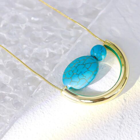 HETICA Turquoise Necklace Suitable for Women Bohemian Gold Adjustable Necklace Fashion Unique Style Jewelry in Saudi Arabia