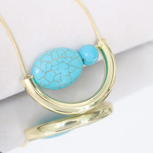 HETICA Turquoise Necklace Suitable for Women Bohemian Gold Adjustable Necklace Fashion Unique Style Jewelry in Saudi Arabia