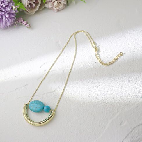 HETICA Turquoise Necklace Suitable for Women Bohemian Gold Adjustable Necklace Fashion Unique Style Jewelry in Saudi Arabia
