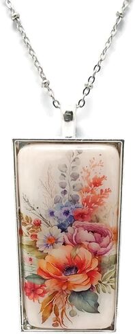 Colorful Floral Pendant on 30 inch Stainless Steel Chain in Saudi Arabia