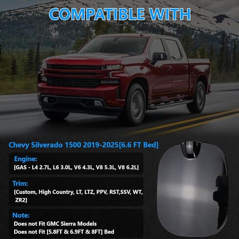 Fuel Tank Filler Pipe Housing Compatible with Chevy Silverado 1500 (2019-2025) - Only Fit for Chevy Model Gas 6'6" Bed - Gas Cap Fuel Door Pocket, Replaces 84745944, 84745974 - Black in Saudi Arabia