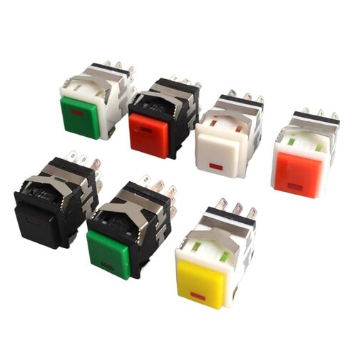 مفتاح زر ضغط LED، إعادة ضبط ذاتي مؤقت، مربع 8 دبابيس، 2NO2NC، 3A/250V، 5 عبوات (زر أحمر أسود) in Saudi Arabia