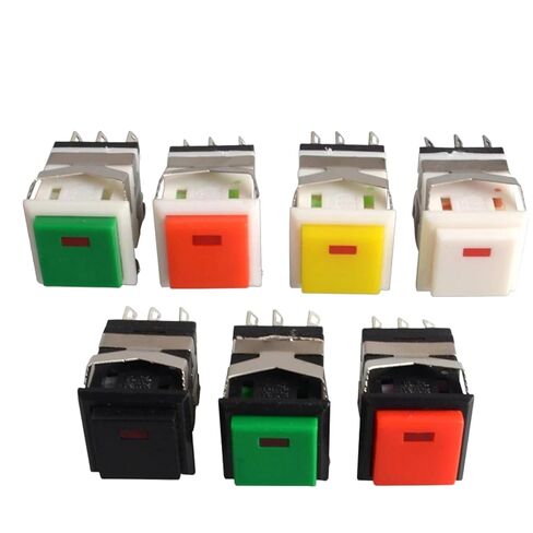 مفتاح زر ضغط LED، إعادة ضبط ذاتي مؤقت، مربع 8 دبابيس، 2NO2NC، 3A/250V، 5 عبوات (زر أحمر أسود) in Saudi Arabia