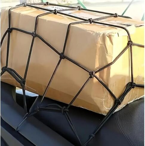 2-Pack Heavy Duty Motorcycle Cargo Net, Elastic Bungee Net with 6 ABS Hooks a Transparent Helmet Cover, Thickened Luggage Net for Motorcycle, SUV, ATV, Bicycle Cargo Se, Black, 40cmx40cm in Saudi Arabia
