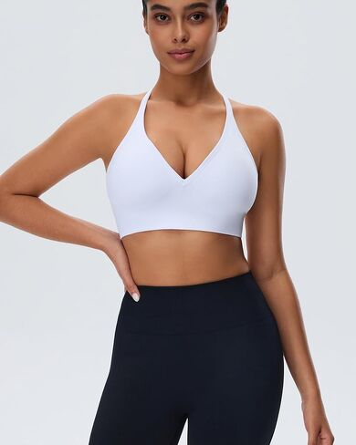 Women's Sports Bras Deep V Neck Adjustable Y Back Spaghetti Strap Racerback Padded Wireless Yoga Workout Tops in Saudi Arabia