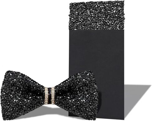 Sequin Bow Ties for Men, Set of Pocket Square and Bowtie Men, Rhinestone Mens Bow Tie for Suit Shirt Wedding Party in Saudi Arabia