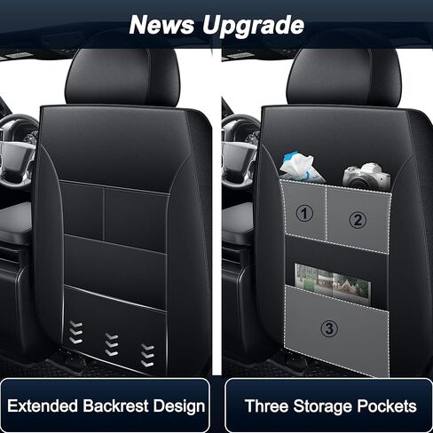 TTX LIGHTING Seat Covers Full Set Fit for 2007-2025 2026 Chevrolet Chevy Silverado GMC Sierra 1500 2500HD 3500HD Seat Covers for Cars Leather Waterproof Truck Seat Protector（Black in Saudi Arabia
