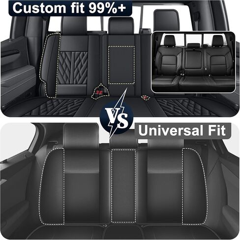 TTX LIGHTING Seat Covers Full Set Fit for 2007-2025 2026 Chevrolet Chevy Silverado GMC Sierra 1500 2500HD 3500HD Seat Covers for Cars Leather Waterproof Truck Seat Protector（Black in Saudi Arabia