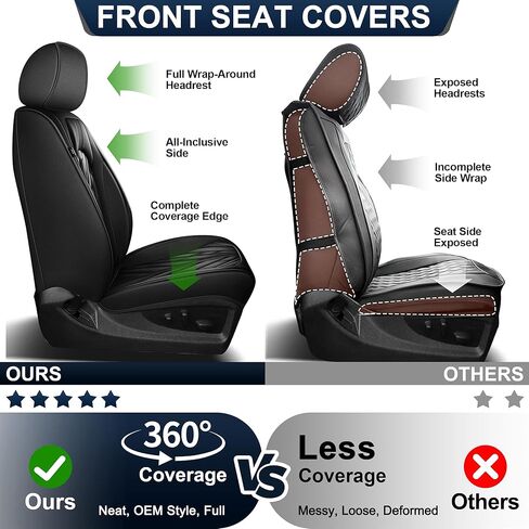 TTX LIGHTING Seat Covers Full Set Fit for 2007-2025 2026 Chevrolet Chevy Silverado GMC Sierra 1500 2500HD 3500HD Seat Covers for Cars Leather Waterproof Truck Seat Protector（Black in Saudi Arabia
