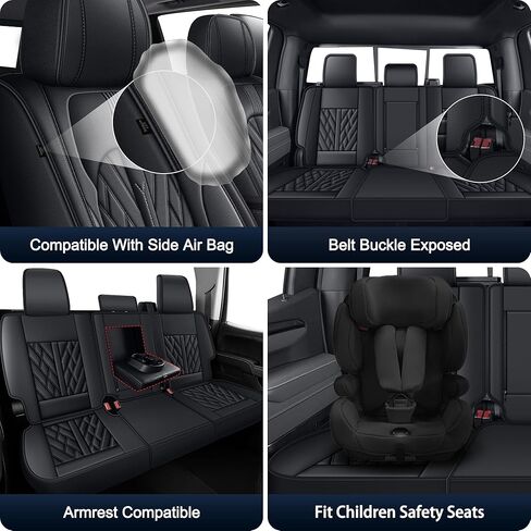 TTX LIGHTING Seat Covers Full Set Fit for 2007-2025 2026 Chevrolet Chevy Silverado GMC Sierra 1500 2500HD 3500HD Seat Covers for Cars Leather Waterproof Truck Seat Protector（Black in Saudi Arabia