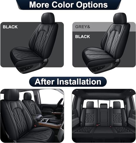 TTX LIGHTING Seat Covers Full Set Fit for 2007-2025 2026 Chevrolet Chevy Silverado GMC Sierra 1500 2500HD 3500HD Seat Covers for Cars Leather Waterproof Truck Seat Protector（Black in Saudi Arabia