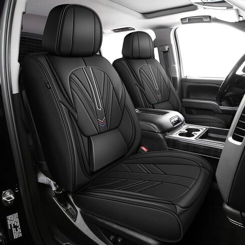TTX LIGHTING Seat Covers Full Set Fit for 2007-2025 2026 Chevrolet Chevy Silverado GMC Sierra 1500 2500HD 3500HD Seat Covers for Cars Leather Waterproof Truck Seat Protector（Black in Saudi Arabia